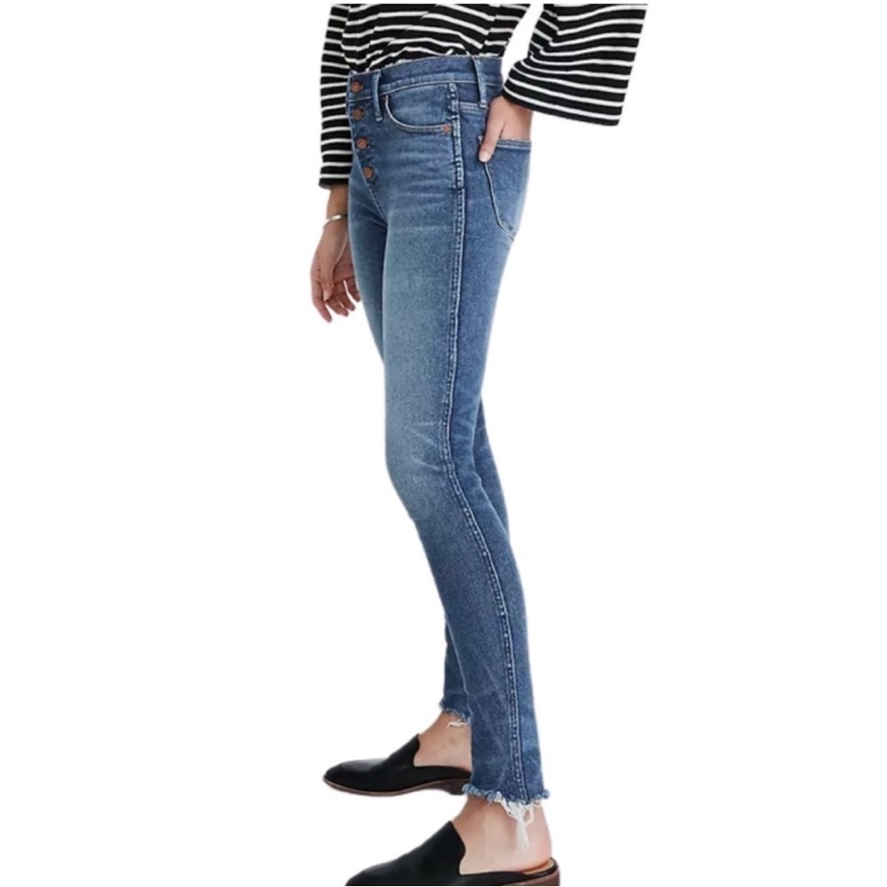 Madewell The Perfect Vtg High Rise Button Fly Jeans Medium Wash Frayed Hem sz 27